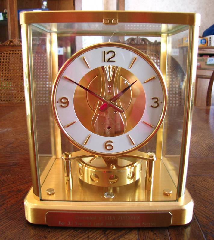 lot 86 image: Jaeger Lecoultre Atmos Cal 540 Clock Swiss Made Gold Case 1980
