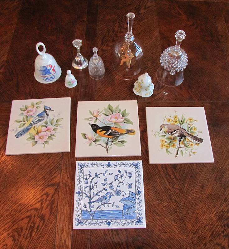 lot 87 image: bird tiles and bells