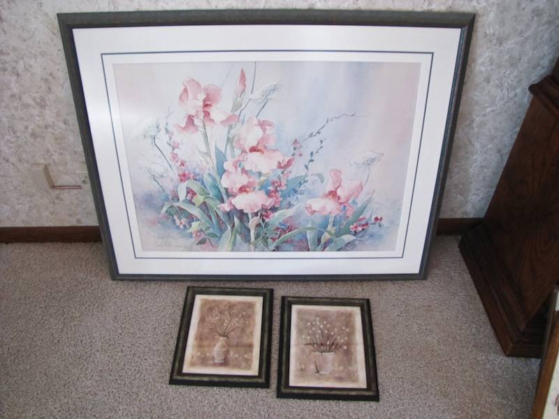 lot 98 image: three pieces of framed art