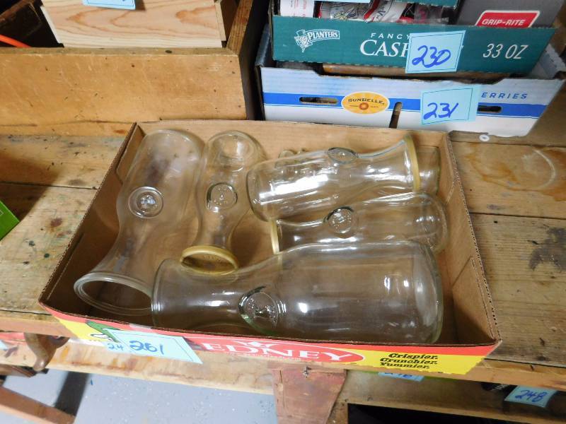 lot 261 image: lot of wine bottle carafes some with lids