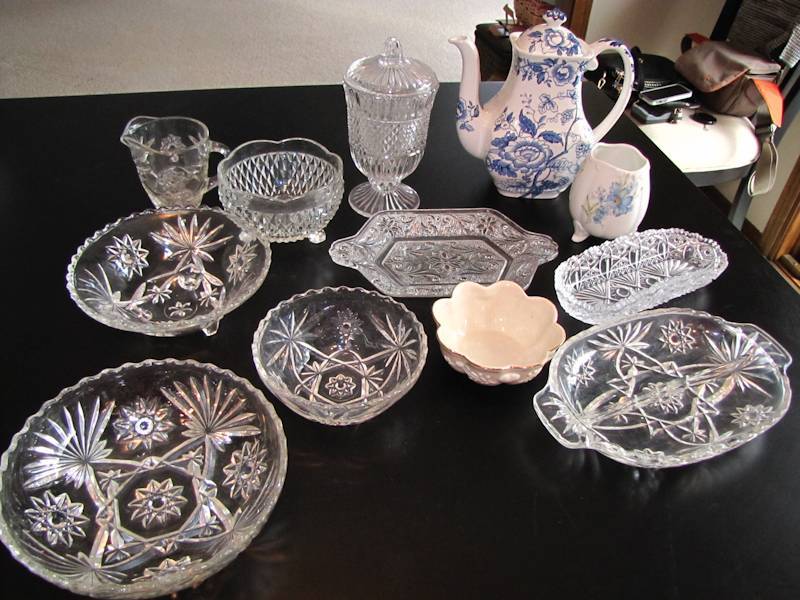 lot 152 image: beautiful Lenox bowl, Wedgewood windemere Pitcher and more cut glass items