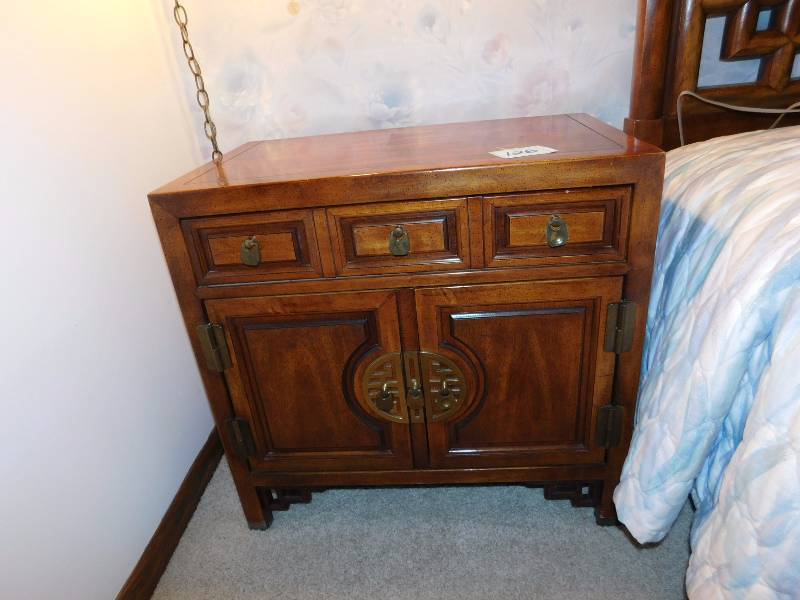 lot 126 image: Century night stand bed side table one drawer and two door cabinet