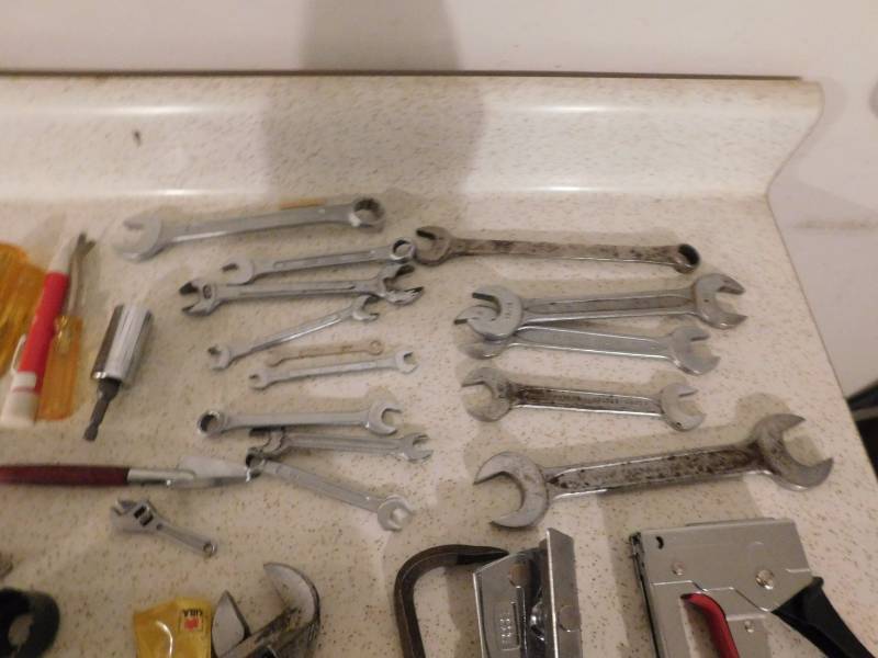 lot 287 image: lot of tools wrenches, screwdrivers, swiss army knife and more see photos