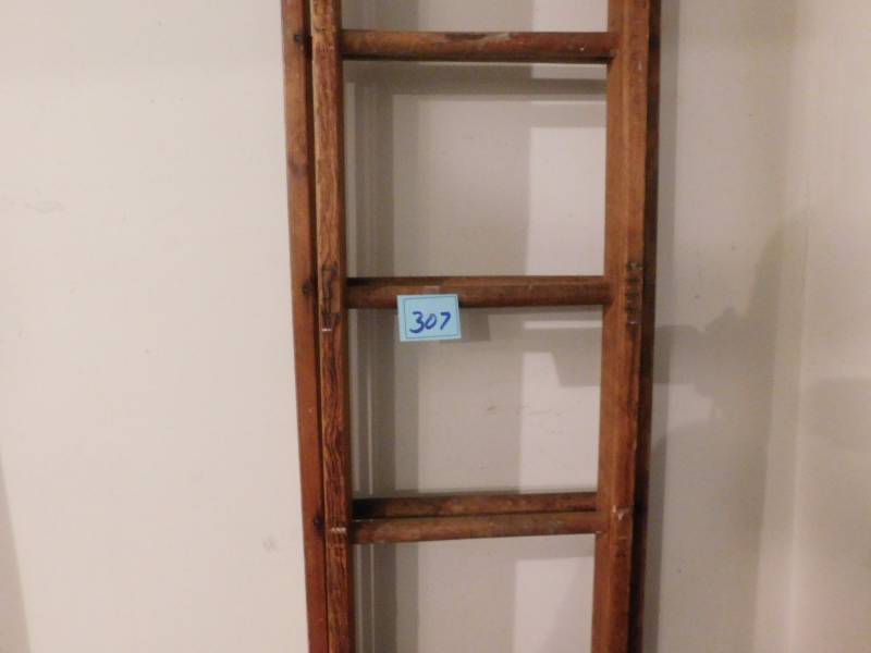 lot 307 image: wooden extension ladder 15-16 foot ladder