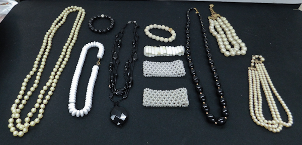 lot 351 image: large lot of black and white costume jewelry