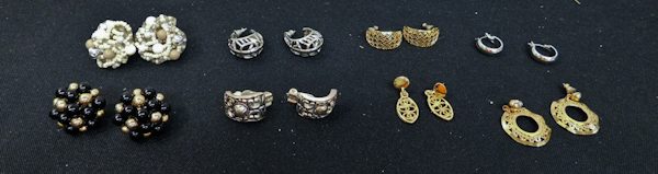 lot 347 image: 8 pair of costume jewelry earrings see photos for better view........