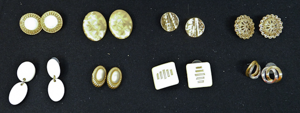 lot 348 image: 8 pair of costume jewelry earrings see photos for better view........