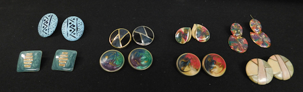 lot 349 image: 8 pair of very colorful costume jewelry earrings see photos for better view........