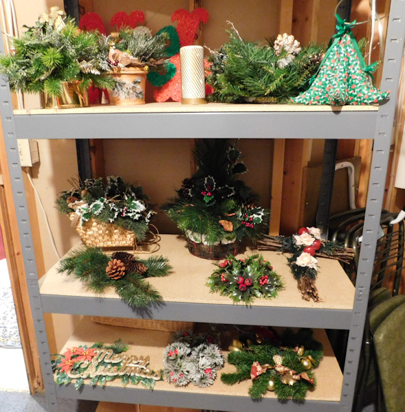 lot 394 image: shelf lot of Christmas items please see photos