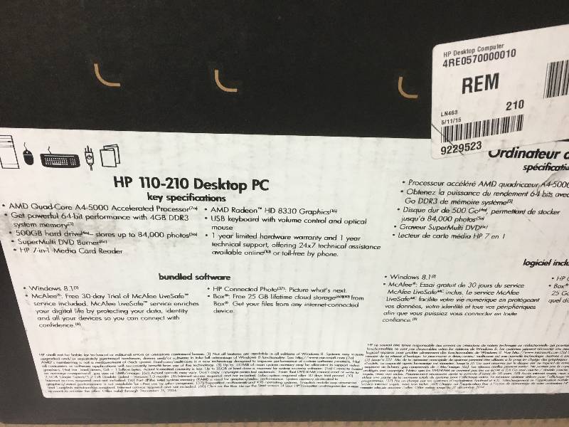 HP 4GB Windows 8.1 Tower Desktop Computer retail $419