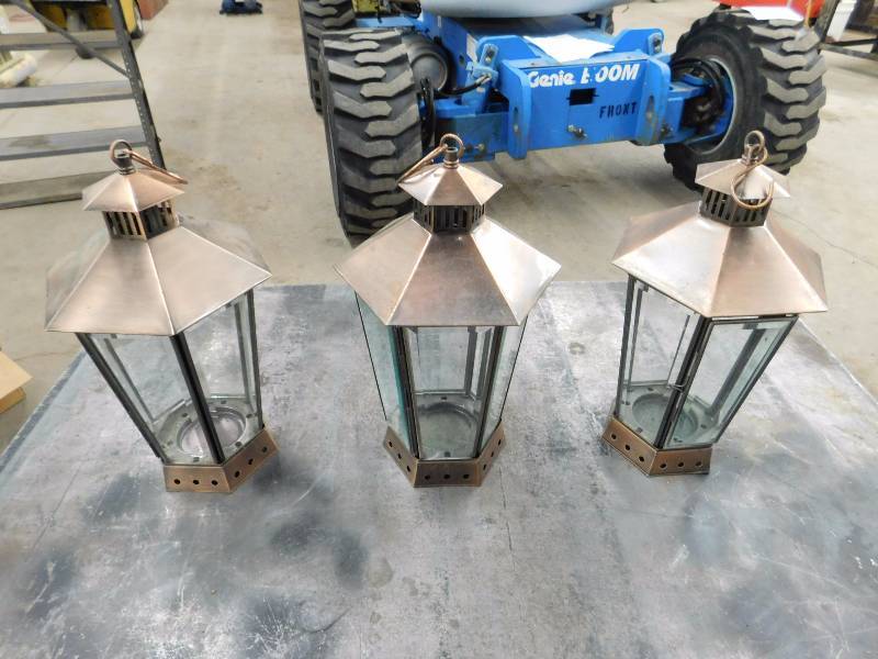 Lot of  3 Copper Candle Lanterns