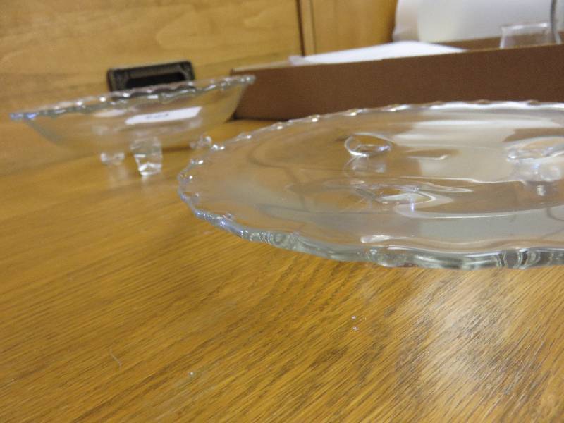 glass serving plate and berry dish