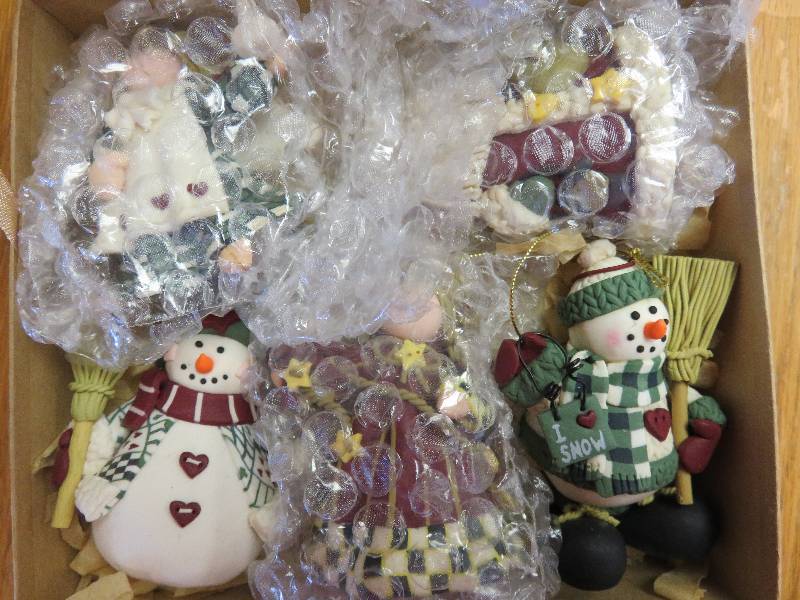 box of Christmas decorations