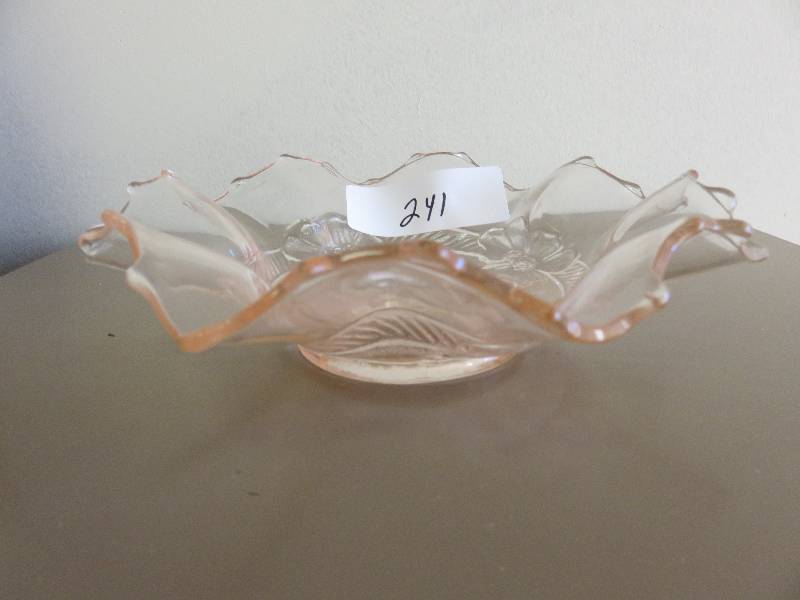 pink depression glass dish