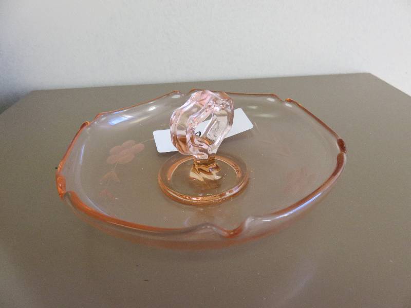 pink depression glass candy dish