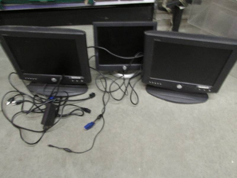 lot 25 image: lot of 3 DELL computer screens  and...