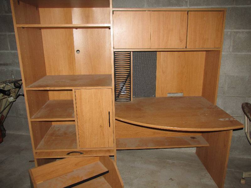 lot 42 image: computer desk with roll out file ho...