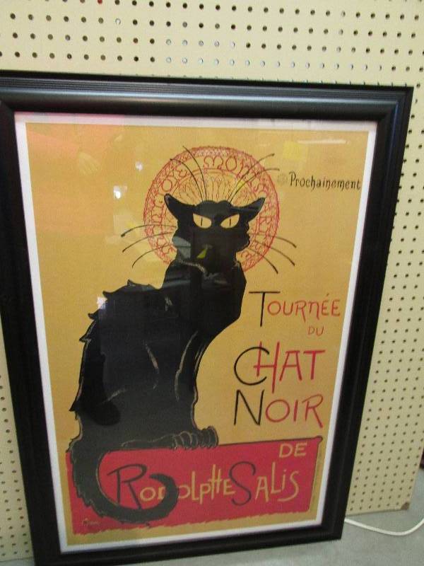 lot 52 image: framed cat print 28 wide x 40 t...