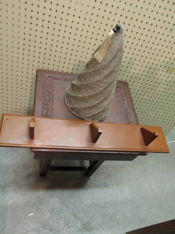 lot 57 image: mixed lot of small wooden table sur...