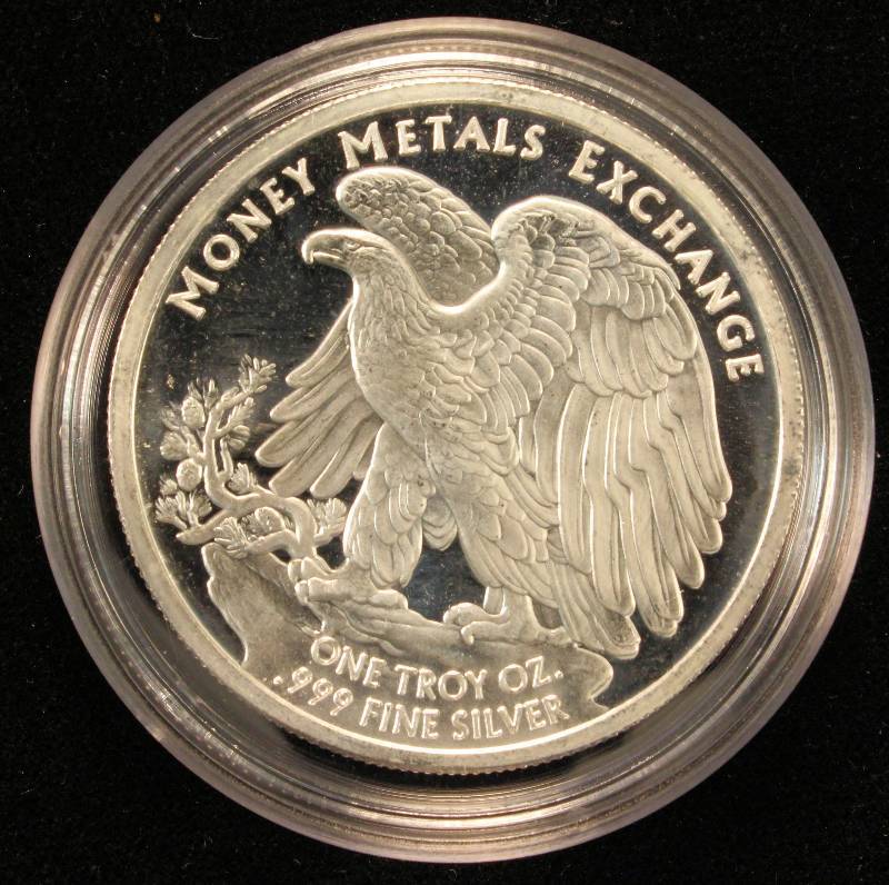 1 TROY OZ. .999 FINE SILVER EAGLE TYPE FROM MONEY METALS EXCHANGE IN AIRTITE HOLDER