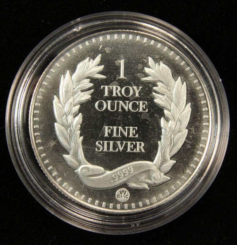 1 TROY Oz. .9999 FINE SILVER INDIAN ROUND IN AIRTITE HOLDER