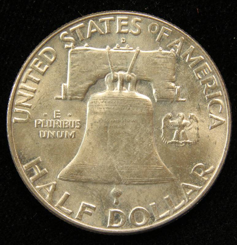 1963-D FRANKLIN SILVER HALF DOLLAR UNC.
