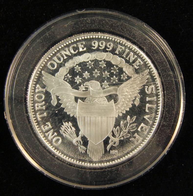 1 TROY OZ. .999 FINE SILVER KENNEDY HALF DOLLAR DESIGN IN AIRTITE HOLDER