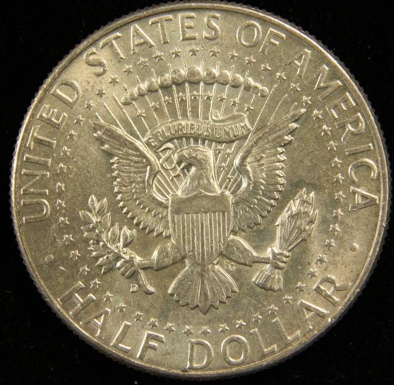 1964-D KENNEDY SILVER HALF DOLLAR UNC.