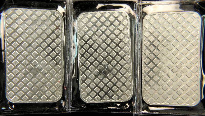 GROUP OF 3 - 1 TROY OZ. .999 FINE SILVER BARS - WALKING LIBERTY DESIGN