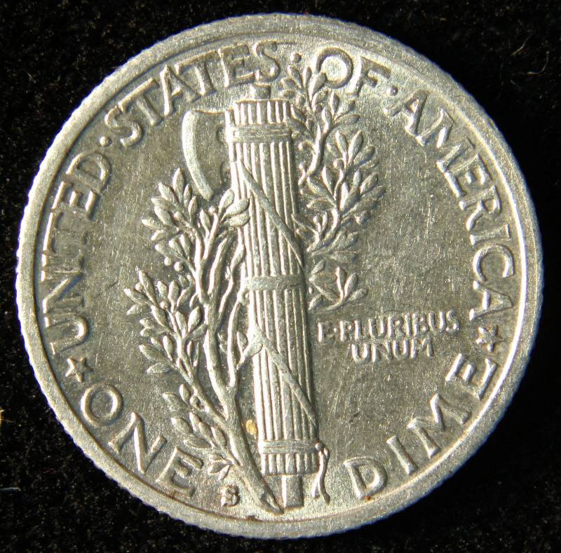 1941-S MERCURY SILVER DIME AU