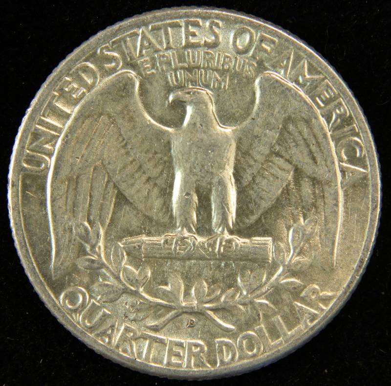 1952 D WASHINGTON SILVER QUARTER AU