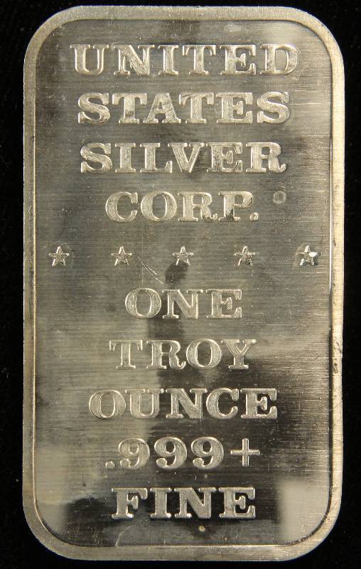 VINTAGE 1974 1 TROY OZ. .999 FINE SILVER BAR BIG BEN BY U.S. SILVER CORP.