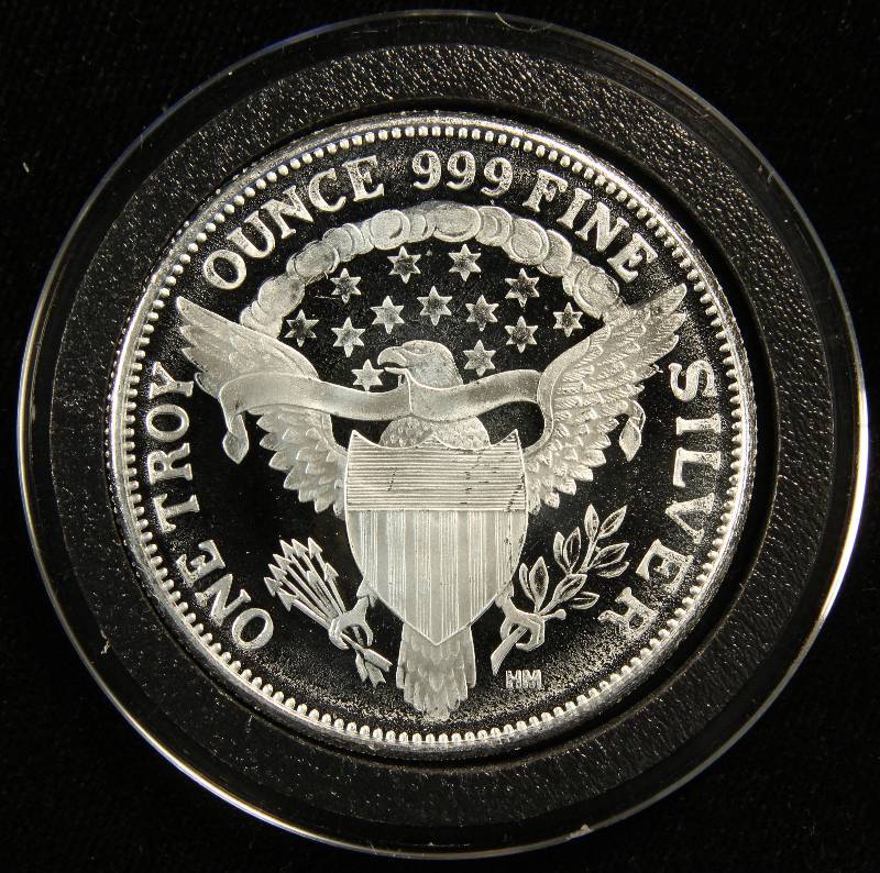 1 TROY OZ. .999 FINE SILVER KENNEDY HALF DOLLAR DESIGN IN AIRTITE HOLDER