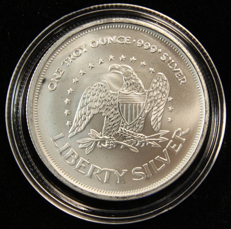 1 TROY Oz. .999 FINE SILVER LIBERTY ROUND IN AIRTITE CASE
