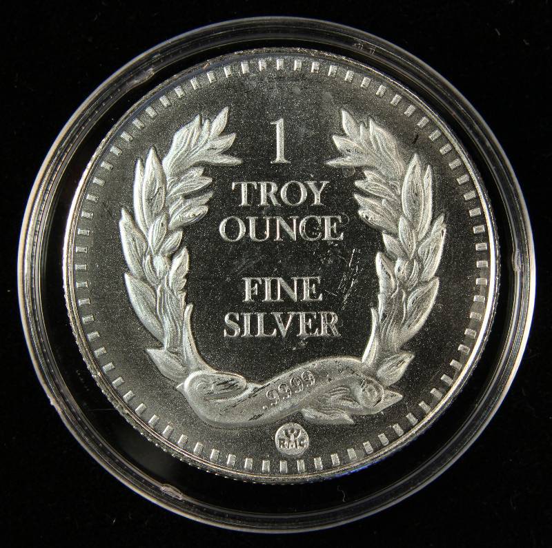 1 TROY Oz. .9999 FINE SILVER INDIAN ROUND IN AIRTITE HOLDER