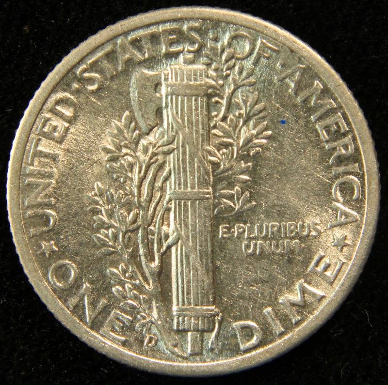 1944-D MERCURY SILVER DIME AU