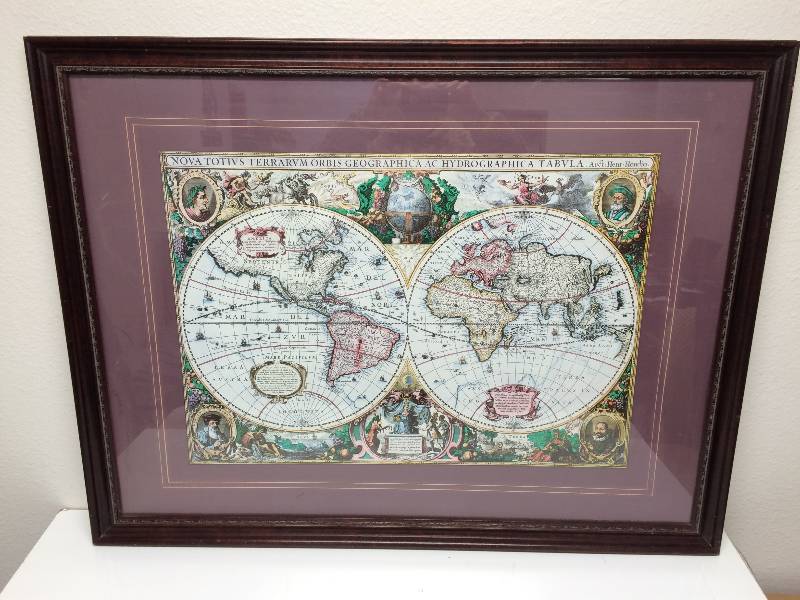 Old World Map Framed Art