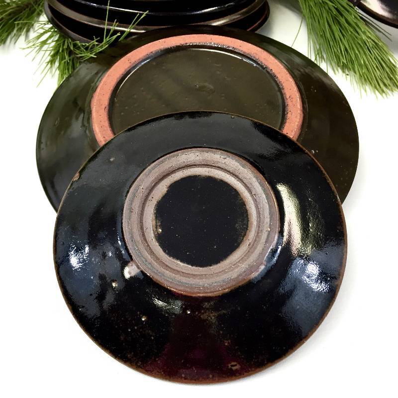 Handmade heavy glazed plates lot of 12