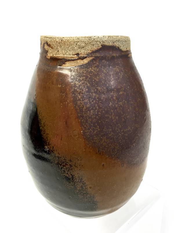 Handmade decorative thrown clay vase signed