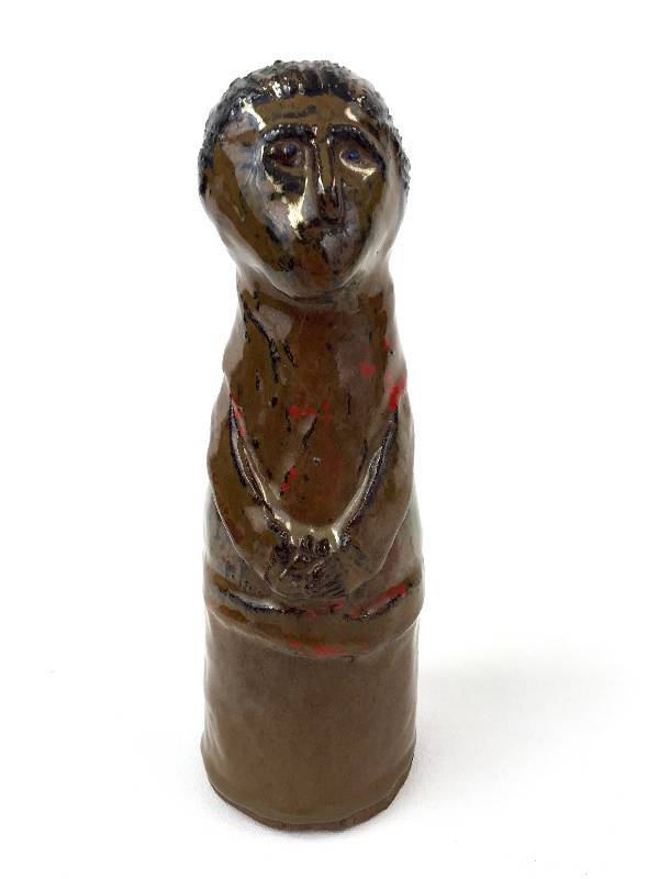 Handpainted primitive Folk Art clay figure
