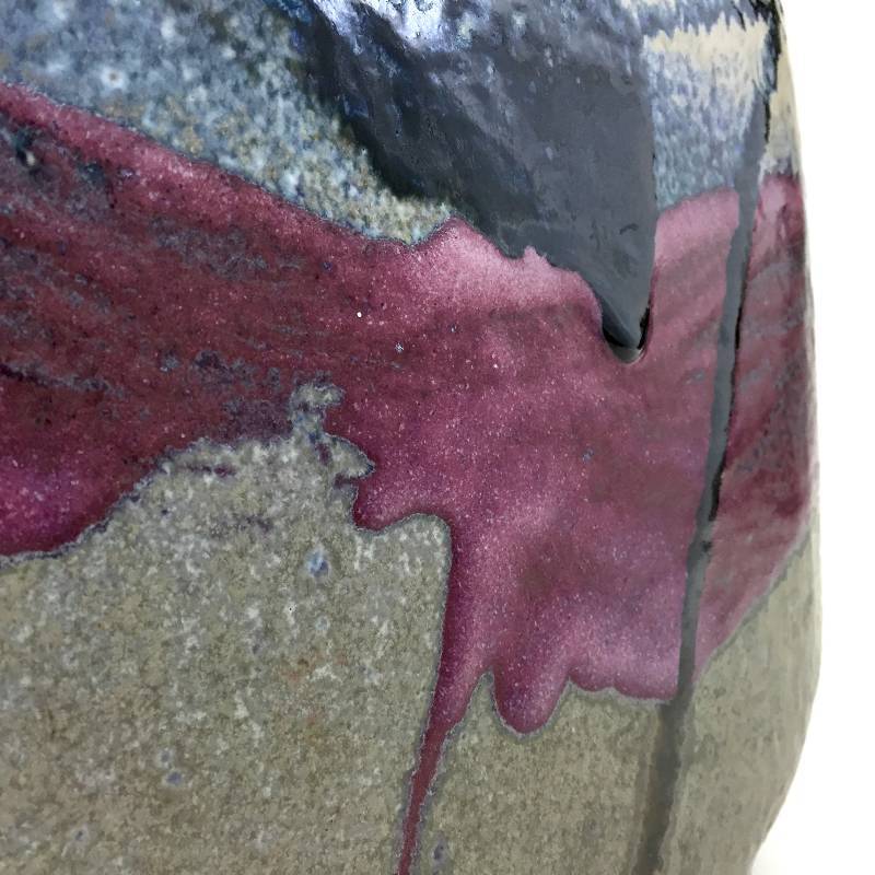 Large Art pottery sculptural  Vase with Drip Glaze Signed
