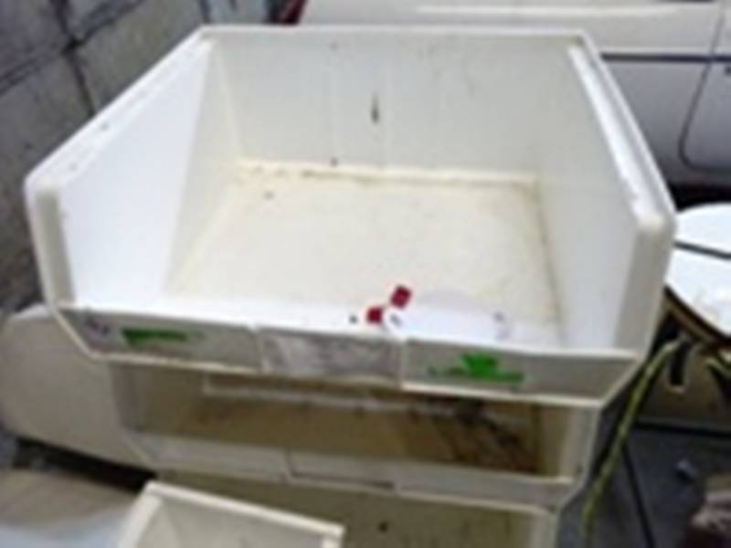 6 Plastic Hardware Bins 16 X 16 X 7