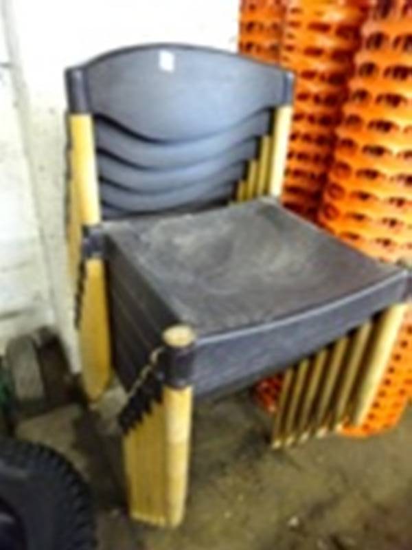 6 Wood Framed Stacking Chairs