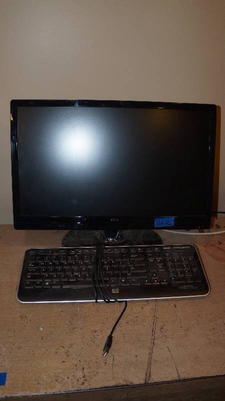 Ativa 22 Flat Screen Monitor, HP Keyboard & Mouse and Set of 2 Polk Audio Computer Speakers