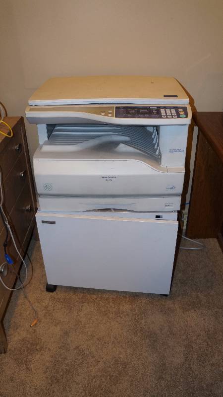 Sharp Full Size Copier on Metal Stand with Wheels