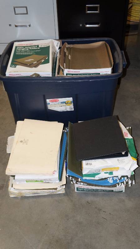 Large Tote Overflowing with Legal Size Hanging Folders, Paper, Manila Envelopes & Jackets