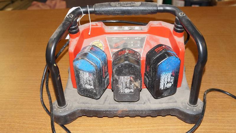 Milwaukee 3 Port Charger with 3 Batteries