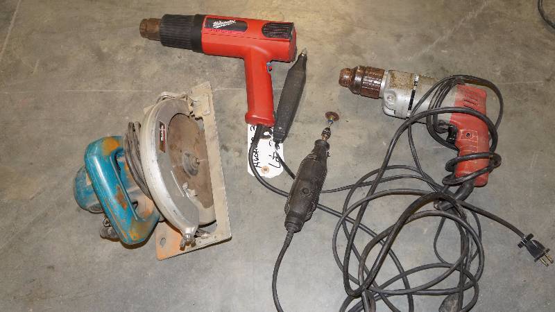 Mixed Lot of Rotary Tools, Circular Saw, Heat Gun, Drill