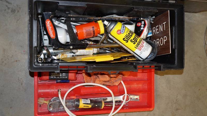Mixed Lot of Plumbing Supplies in Tool Box