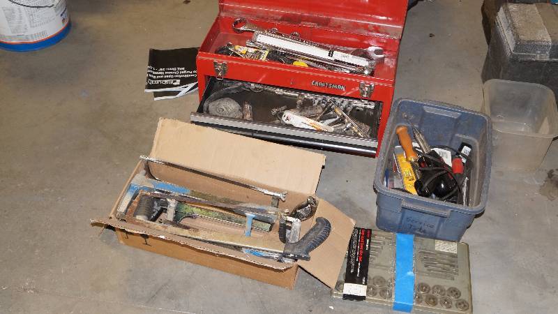 Craftsman Metal 2 Drawer Tool Box with All Contents, Hacksaws & Other Misc.